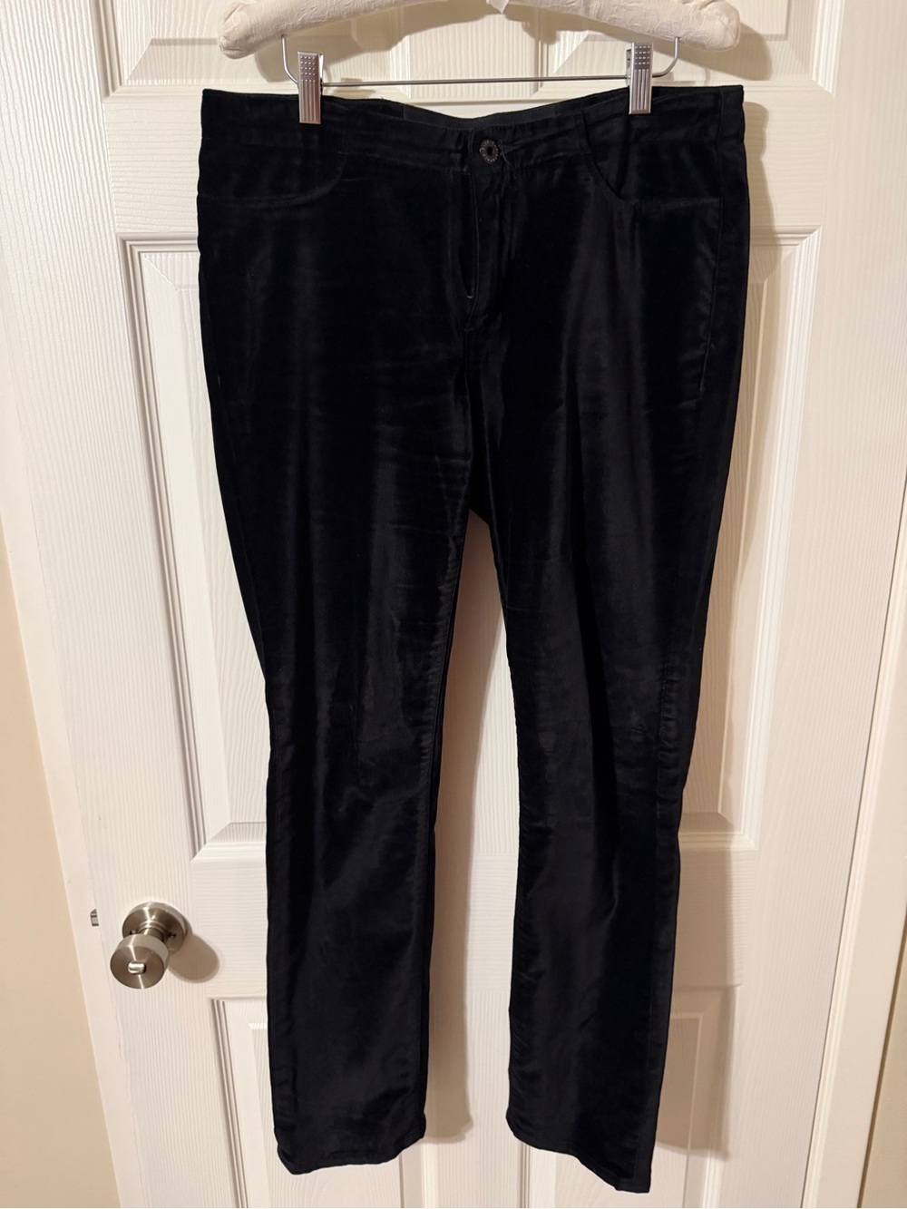 Christopher Blue Black Straight-Leg Velvet Pants